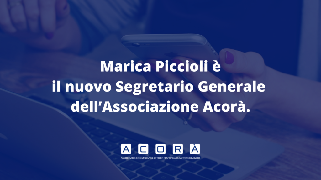 Marica Piccioli assume l’incarico di Segretario Generale dell’Associazione Acorà.